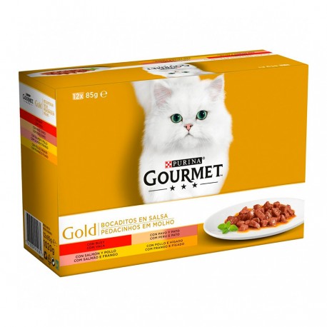 Gourmet Gold Pedacinhos em Molho Gato Adulto 12x85g