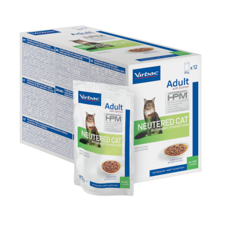 Virbac HPM Adult Neutered gato salmão 85G x 12