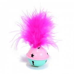 Bola com guizo e plumas para gato