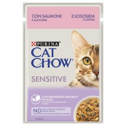 Cat Chow Sensitive Gato adulto Salmão e curgete 26x85g