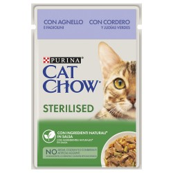 Cat Chow Sterilised Gato adulto Borrego e feijão verde 26x85g