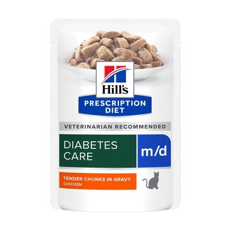 Hill's Prescription Diet m/d com frango saquetas para gatos 12*85g