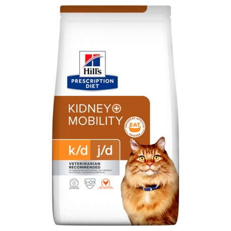 Hill's PD feline Kidney + Mobility k/d j/d - Ração gato para saúde renal e articular 3 Kg
